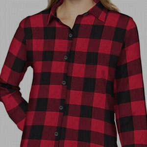 Small | Essentials | Women's Classic-Fit | Long-Sleeve Lightweight Plaid Flannel